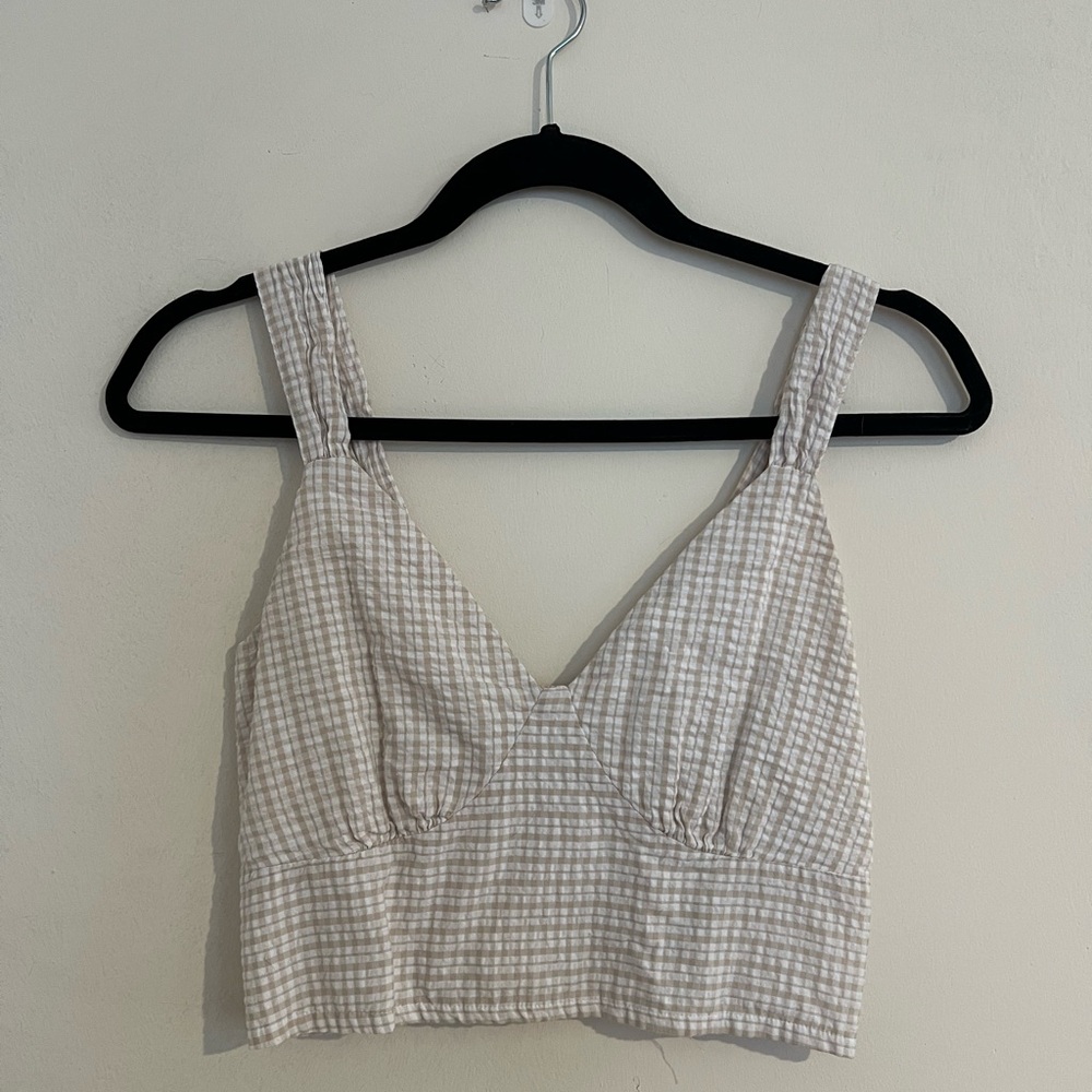 Abercrombie & Fitch Beige Checkered Tank Top